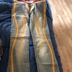 Indigo-red lux Industrial denim, Lycra, new